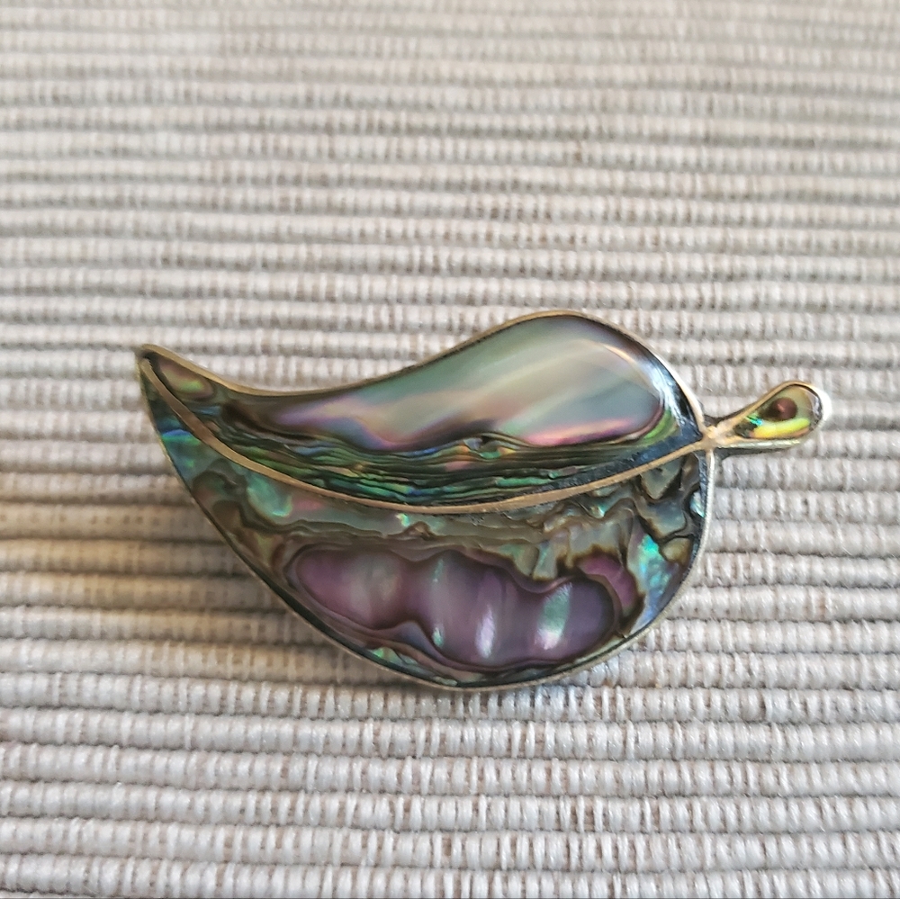 Abalone shell leaf pin